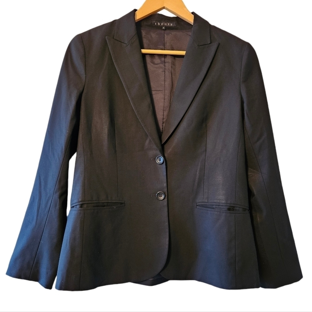 Theory Wool Women's Classic Black Blazer Size 10.